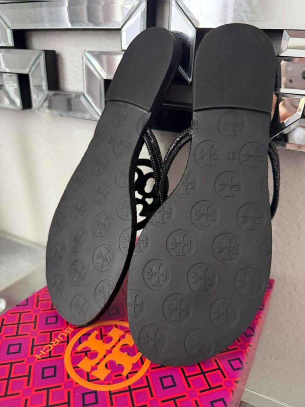 Tory Burch Miller Knotted Pave Sandals Black Size 39 - Picture 4 of 5